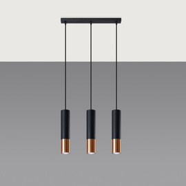 Pendant lamp LOOPEZ 3L black/copper