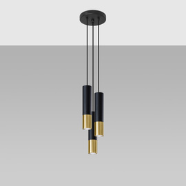 Pendant lamp LOOPEZ 3P black/golden