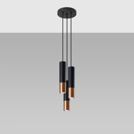 Pendant lamp LOOPEZ 3P black/copper