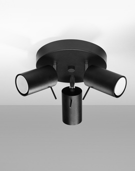 Ceiling lamp RING 3P black + 3x LED Bulb GU-10 3000K Warm 7W 620lm