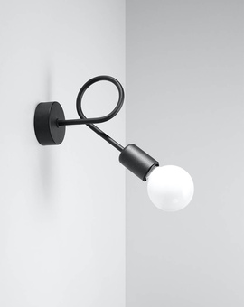Wall lamp SUPEŁ black + 1x LED Bulb E27 4000K Cool White 7.5W 650lm