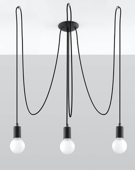 Ceiling pendant EDISON 3 black + 3x LED Bulb E27 3000K Warm White 7.5W 620lm