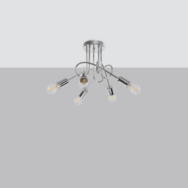 Chandelier SUPEŁ 5 chrome + 5X LED Bulb E27 4000K Cool White 7.5W 690lm