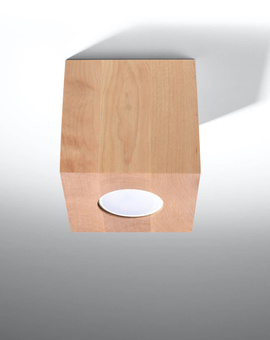 Ceiling lamp QUAD with natural wood + 1x LED Bulb GU-10 3000K Warm 7W 620lm