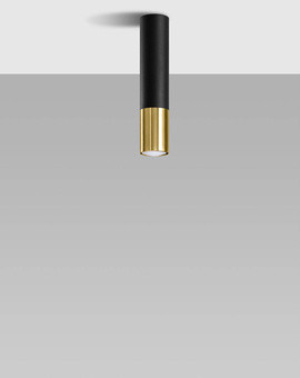 Ceiling lamp LOOPEZ black/gold + 1x LED Bulb GU-10 4000K Cool White 7W 630lm