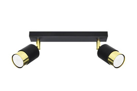 Ceiling lamp NERO 2 black/gold + 2x LED Bulb GU-10 4000K Cool White 7W 630lm