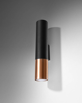 Wall lamp LOOPEZ black/copper + 2x LED Bulb GU-10 3000K Warm 7W 620lm