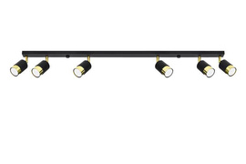 Ceiling lamp NERO 6 black/gold + 6x LED Bulb GU-10 3000K Warm White 7W 620lm