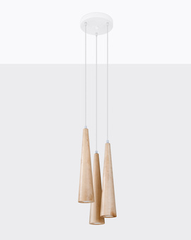 Pendant lamp SULA 3P natural wood + 3x LED Bulb GU-10 3000K Warm 7W 620lm