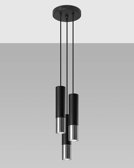 Hanging Lamp LOOPEZ 3P black/chrome + 3x LED Bulb GU-10 4000K Cool White 7W 630lm