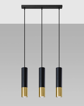 Pendant Lamp LOOPEZ 3L black/gold + 3x LED Bulb GU-10 3000K Warm 7W 620lm