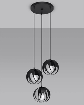 Pendant lamp TULOS 3P black + 3x LED Bulb E27 4000K Cool White 7.5W 650lm