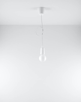 Hanging lamp DIEGO 1 white + 1x LED Bulb E27 4000K Cool White 7.5W 650lm