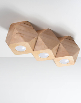Ceiling lamp WOODY 3 in natural wood + 3x LED Bulb GU-10 3000K Warm 7W 620lm