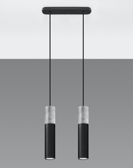 Ceiling hanging lamp BORGIO 2 black + 2x LED bulb GU-10 3000K Warm 7W 620lm
