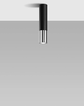 Ceiling lamp LOOPEZ black/chrome + 1x LED Bulb GU-10 4000K Cool White 7W 630lm