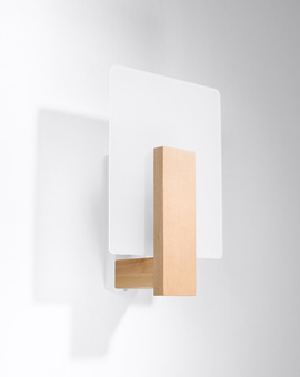 Wall lamp LAPPO natural wood + 1x LED bulb E14 3000K Warm 7.5W 620lm