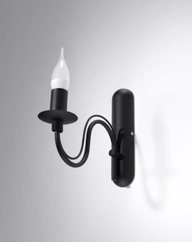 Wall lamp MINERVA black + 1x LED Bulb E14 3000K Warm 7.5W 620lm