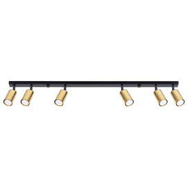 Ceiling lamp WINX 6L black/gold + 6x LED Bulb GU-10 3000K Warm White 7W 510lm.