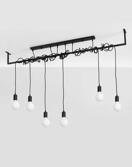 Chandelier SALAMANCA 6 black + 6x LED Bulb E27 3000K Warm 7.5W 620lm