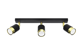 Ceiling lamp NERO 3 black/gold + 3x LED Bulb GU-10 4000K Cool White 7W 630lm