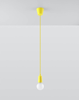 Hanging lamp DIEGO 1 yellow + 1x LED Bulb E27 4000K Cool White 7.5W 650lm