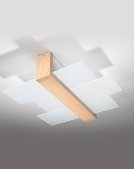 Ceiling lamp FENIKS 2 natural wood + 2x LED Bulb E27 3000K Warm 7.5W 620lm
