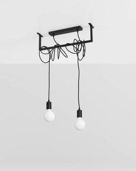 Chandelier SALAMANCA 2 black + 2x LED Bulb E27 3000K Warm 7.5W 620lm