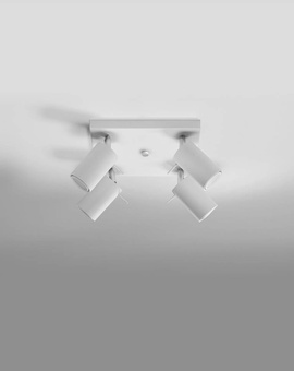 Ceiling lamp RING 4 white + 4x LED Bulb GU-10 3000K Warm 7W 620lm
