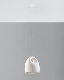 Ceiling ceramic lamp BUKANO white + 1x LED Bulb E27 3000K Warm White 7.5W 620lm