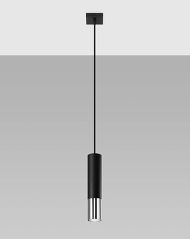 Ceiling Lamp LOOPEZ 1 black/chrome + 1x LED Bulb GU-10 4000K Cool White 7W 630lm