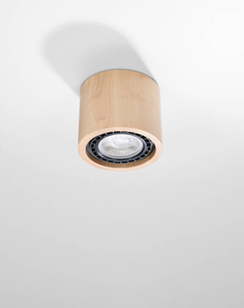 Ceiling lamp BASIC 1 natural wood + 1x LED bulb GU10 AR111 3000K WARM 12W 800lm