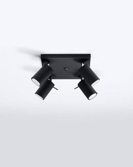 Ceiling lamp RING 4 black + 4x LED Bulb GU-10 3000K Warm 7W 620lm