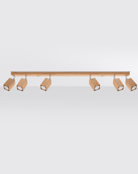 Ceiling lamp KEKE 6 oak + 6x LED bulb GU-10 3000K Warm 7W 620lm