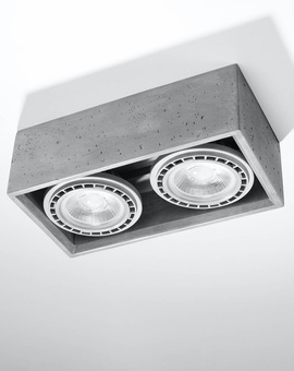 Ceiling lamp QUATRO 2 concrete + 2x LED Bulb GU10 AR111 3000K WARM 12W 800lm