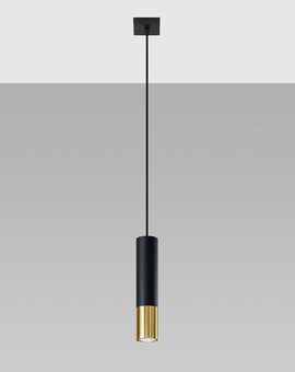 Hanging Lamp LOOPEZ 1 black/gold + 1x LED Bulb GU-10 4000K Cool White 7W 630lm