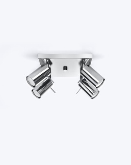 Ceiling lamp RING 4 chrome + 4x LED Bulb GU-10 3000K Warm 7W 620lm