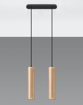 Hanging Lamp LINO 2 natural wood + 2x LED Bulb GU-10 4000K Cool White 7W 630lm