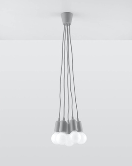 Hanging lamp DIEGO 5 gray + 5x LED Bulb E27 3000K Warm 7.5W 620lm