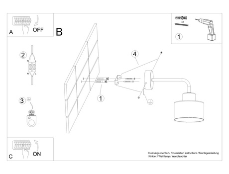 Wall lamp SAVAR 1 black + 1x LED Bulb E27 3000K Warm 7.5W 620lm
