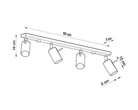 Ceiling lamp RING 4L chrome + 4x LED Bulb GU-10 4000K Cool White 7W 630lm