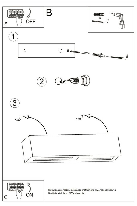 Wall ceramic lamp VEGA white + 1x LED Bulb E27 4000K Cool White 7.5W 650lm