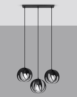 Ceiling pendant lamp TULOS 3L black + 3x LED Bulb E27 3000K Warm 7.5W 620lm