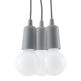 Hanging lamp DIEGO 3 gray + 3x LED Bulb E27 3000K Warm White 7.5W 620lm