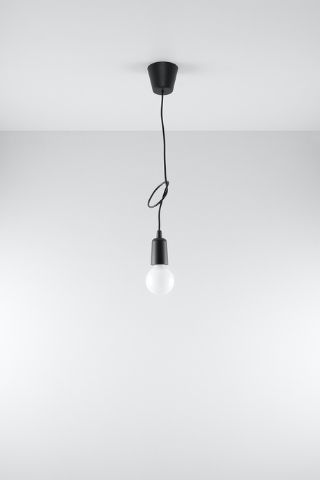 Hanging lamp DIEGO 1 black + 1x LED Bulb E27 4000K Cool White 7.5W 650lm