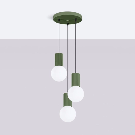 Pendant lamp HALO 3P olive green