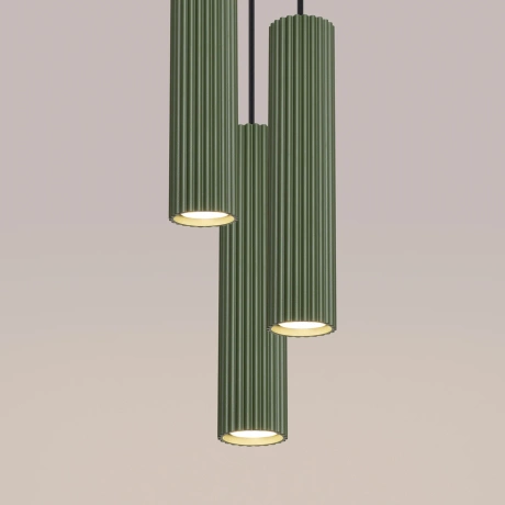 Pendant lamp KARBON 3P olive green