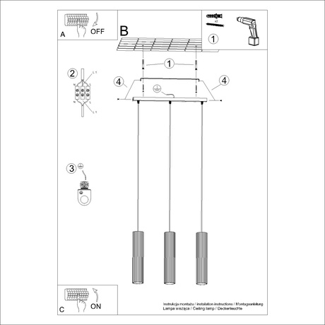 Pendant lamp KARBON 3L taupe
