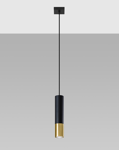 Hanging Lamp LOOPEZ 1 black/golden + 1x LED Bulb GU-10 3000K Warm 7W 620lm