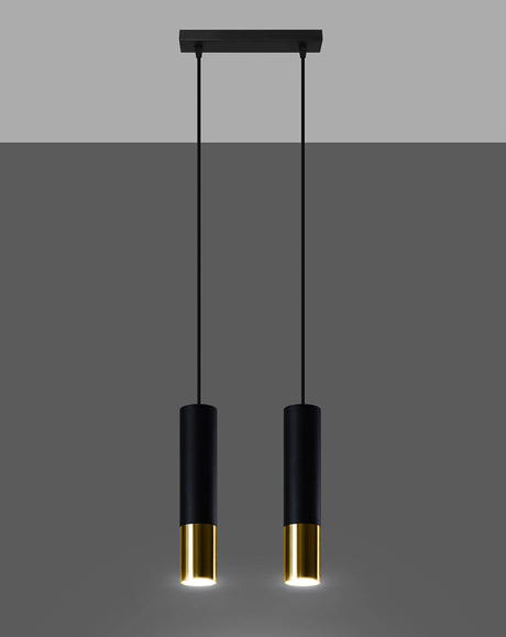 Pendant Lamp LOOPEZ 2 black/gold + 2x LED Bulb GU-10 4000K Cool White 7W 630lm.